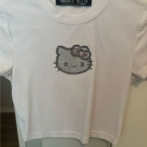 Preowned Hello Kitty x Forever 21 White Cropped Top Sz M